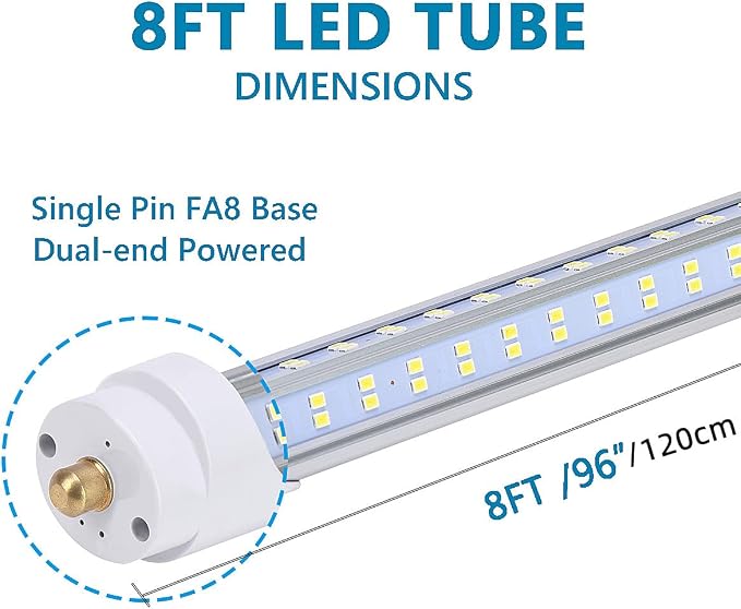 4 Pack, 120W 8ft Led Bulbs, 19500lm 6000k 8' Led Bulb, V Shaped Clear Cover T8 - Image 3