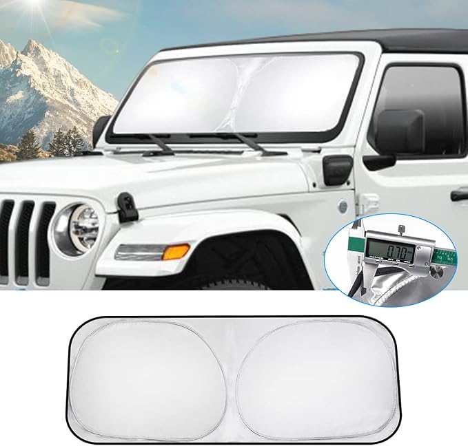 T TGBROS Windshield Sun Shade for 2018-2025 Jeep Wrangler JL & 2/4 Door 4XE & by TTGBROS