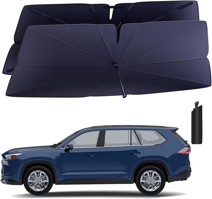 Windshield Sun Shade Umbrella for 2020-2025 Toyota Highlander Accessories: by HIMUMOY