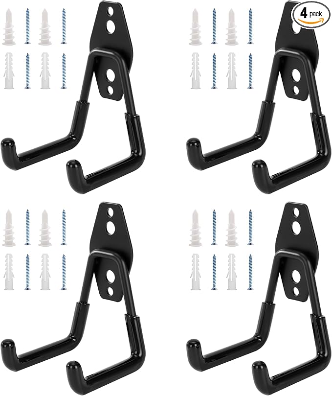 4 Pack Garage Hooks, Garage Tool Organizer Wall Mount, Heavy Duty by KAROSOM
