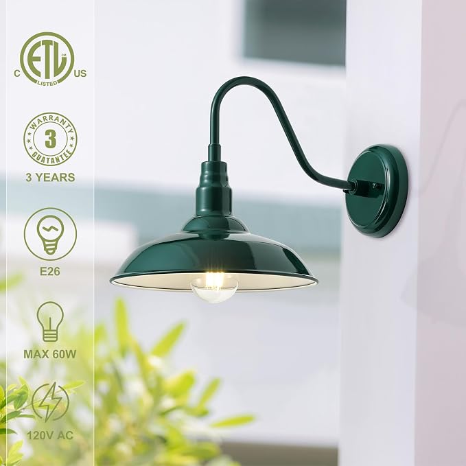 10'' Dome Outdoor Gooseneck Barn Light Fixture - Image 3