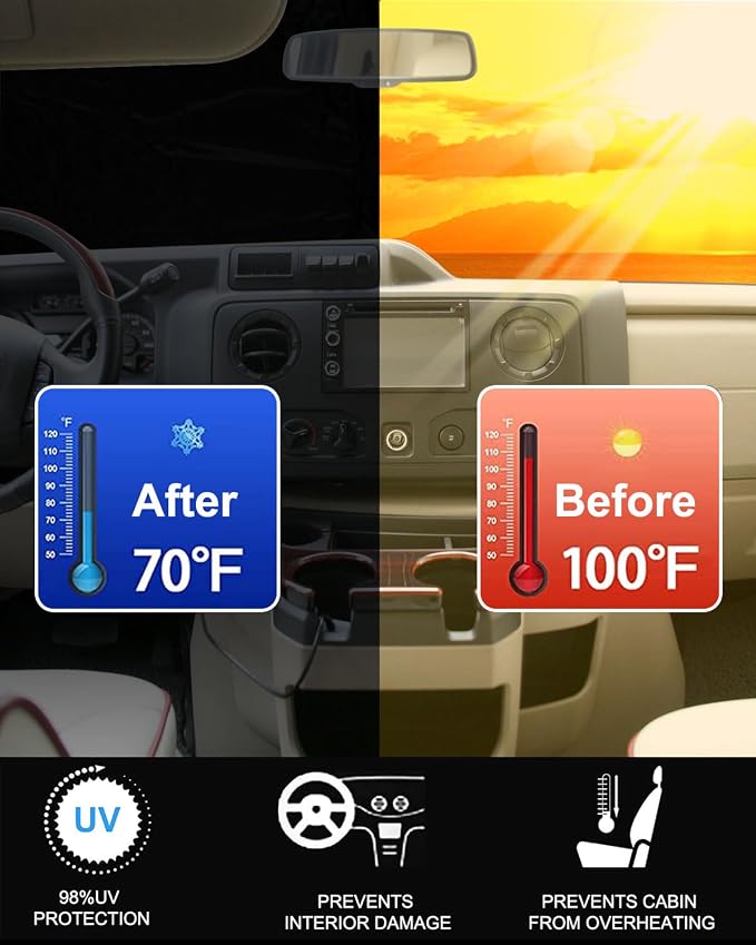Front Windshield Sunshade fit for Ford Econoline E-Series Van 1992-2025 & - Image 2