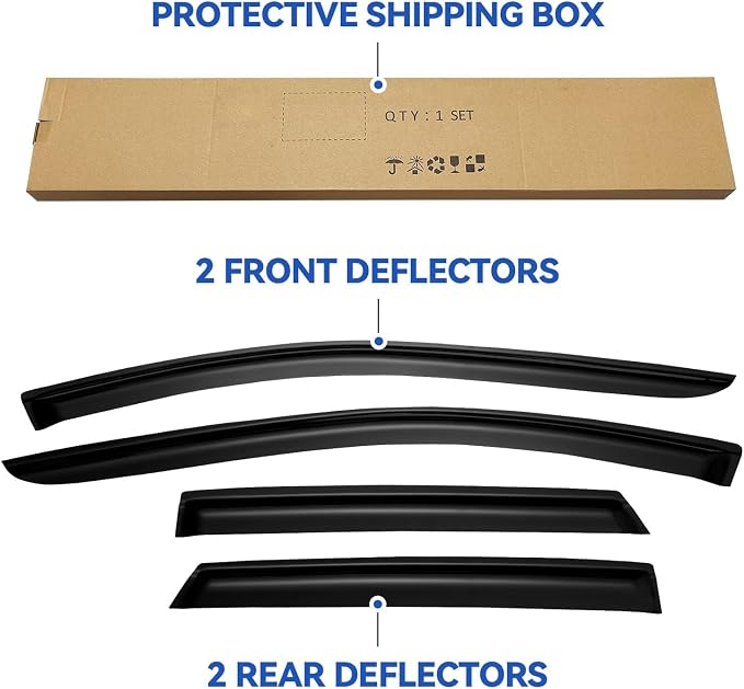 Window Visors Rain Guards for 2007-2014 Ford Edge, Out-Channel Window Vent Wind - Image 5