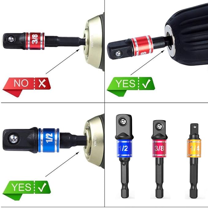 Impact Grade Power Hand Tools Driver Sockets Adapter Extension Set - Image 2