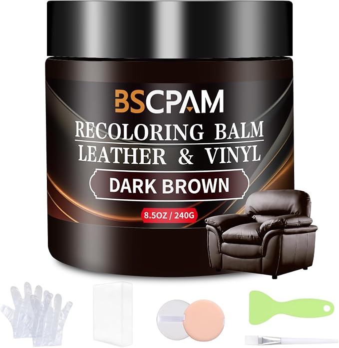 Dark Brown Leather Recoloring Balm, Leather Couch Scratch/Stain Remover by BSCPAM