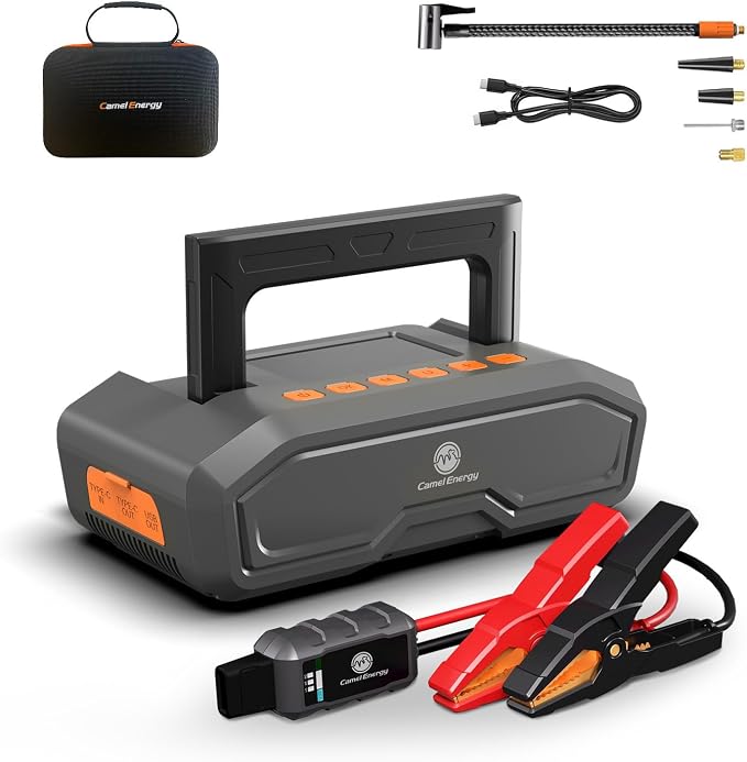 Jump Starter with Air Compressor, 4000A Peak Car Battery Jumper by CamelEnergy