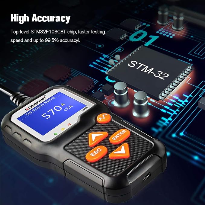 KONNWEI KW650 6V 12V Car Battery Tester, 100-2000 CCA Battery Load Tester - Image 5