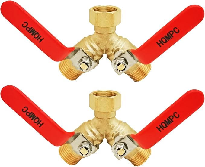 HQMPC Garden Hose Y Valve Splitter Brass Hose Splitter by HQMPC