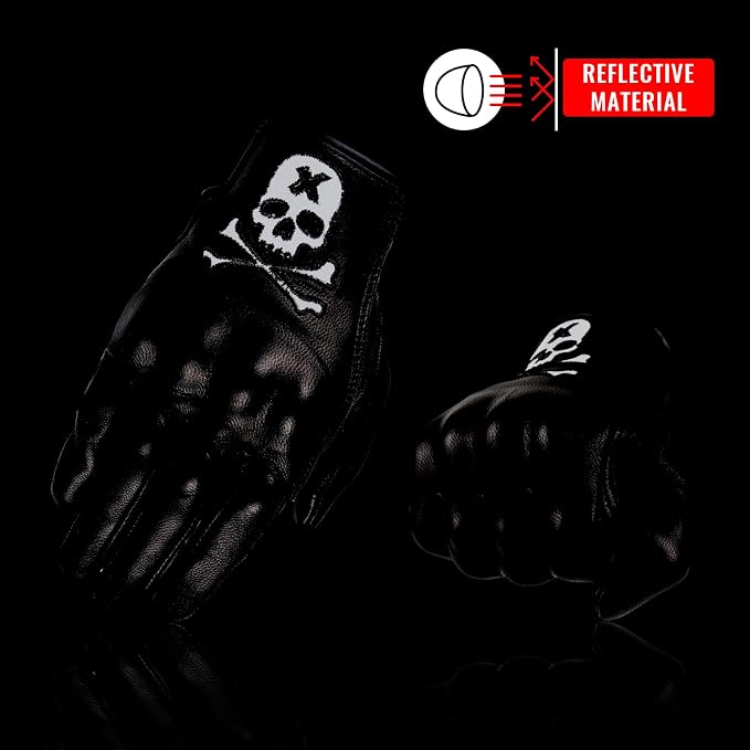 Goatskin Leather Motorcycle Motorbike Powersports Racing Gloves Reflective - Image 4