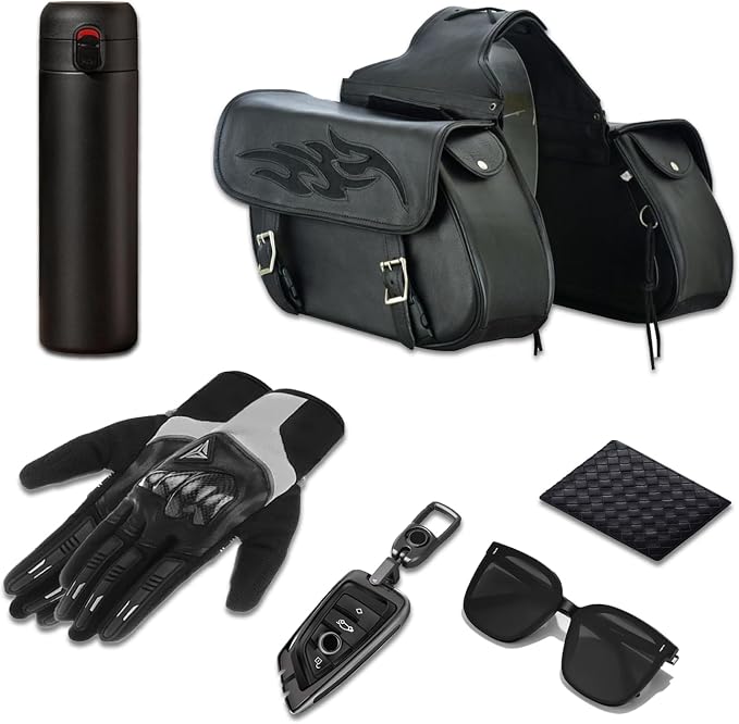 GARGOYLE BELLS Motorcycle Saddle Bags Leather Motorcycle Luggage Bag - Image 5