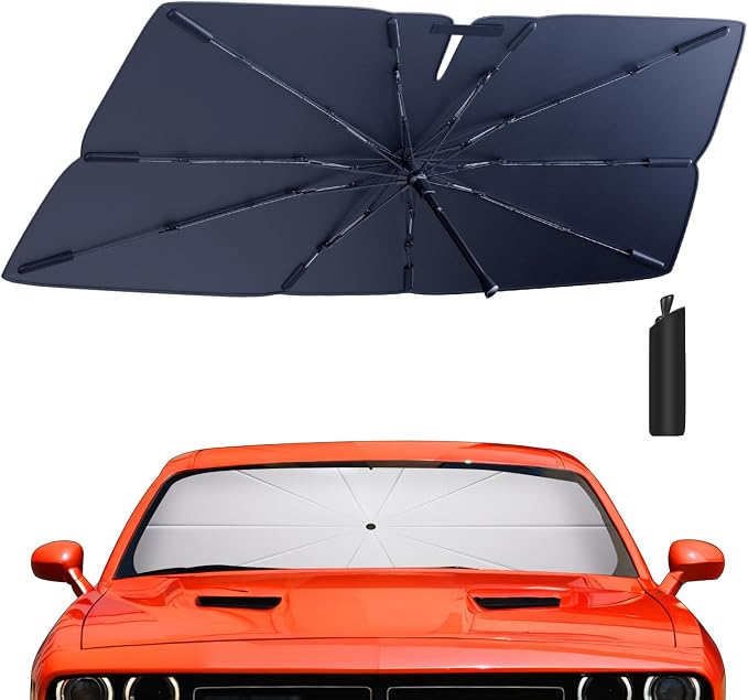 Windshield Sun Shade Umbrella for 2015-2024 Dodge Challenger Accessories: by HIMUMOY