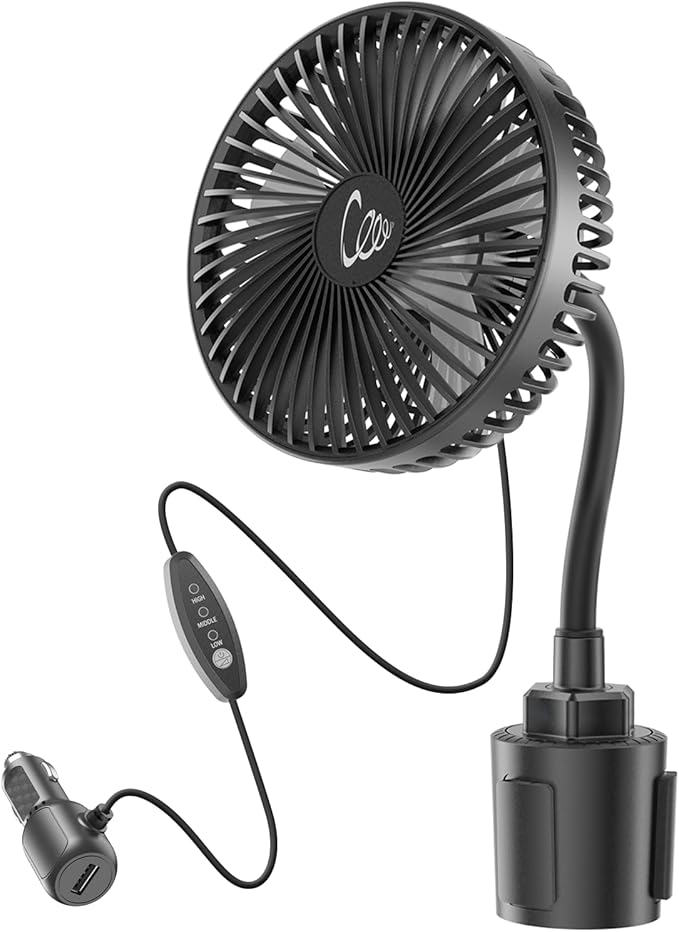 12V Car fan, 3-Speed Portable Vehicle Fan by ASKPULION