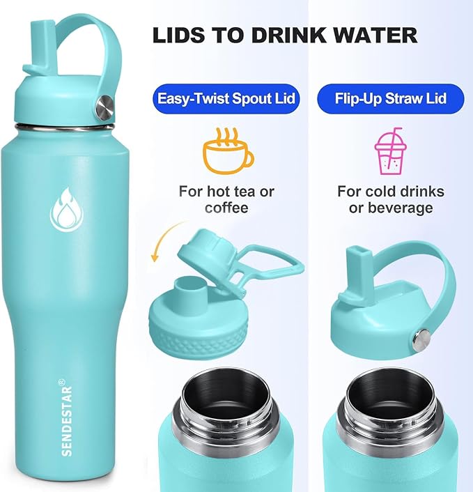 SENDESTAR 32oz Water Bottle Wide Mouth Stainless Steel Vacuum Insulated Double - Image 2
