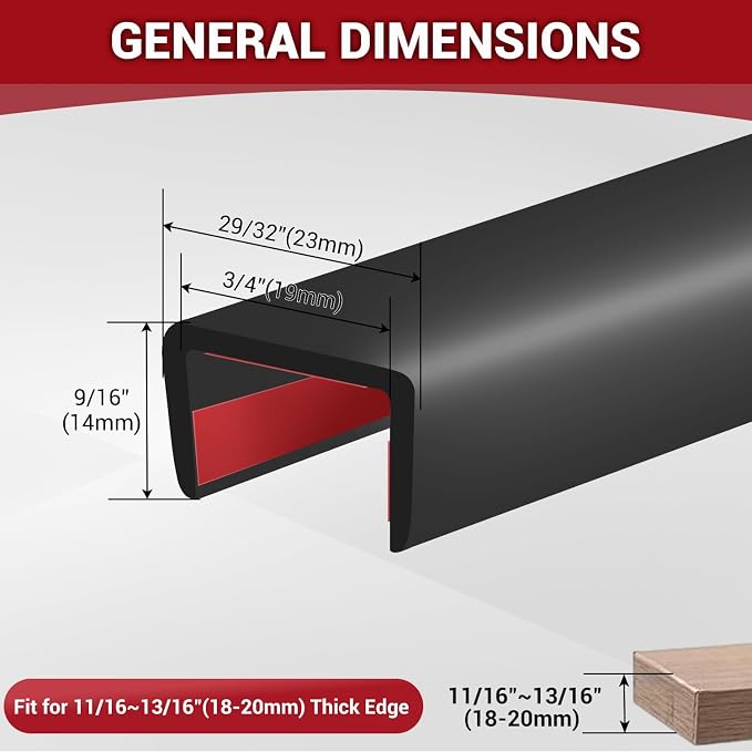 Rubber Edge Trim, 3/4" Self Adhesive Flexible U Channel Edge Protecter - Image 2