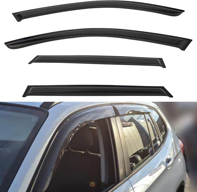 4pcs Front+Rear Smoke Tint Sun/Rain Guard Outside Mount Tape-On Vent Window by LQQDP