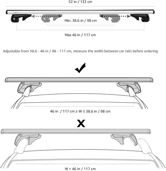 Amazon Basics Cross Rail Roof Rack, 52 inches, Fits up to 46" Spans between - Image 2
