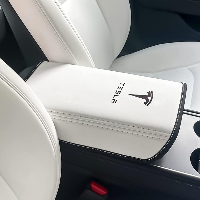 Car Armrest Cover for Tesla Model 3 Y Leather Center Console Armrest Box Cover by SiegenPro