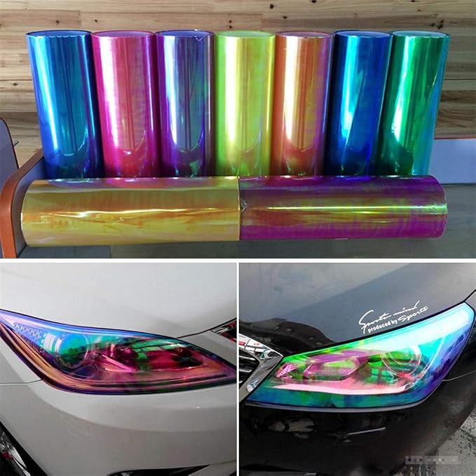 LED LIGHT 12 by 48 inches Self Adhesive Shiny Chameleon Headlights Tail Lights - Image 2