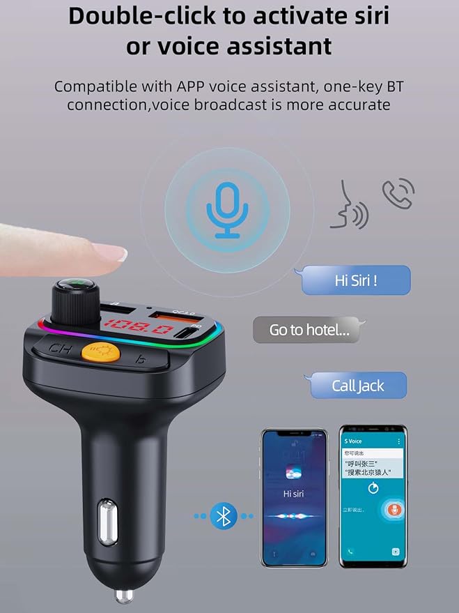 Bluetooth 5.3 FM Transmitter for Car, Wireless Car Adapter - Image 3