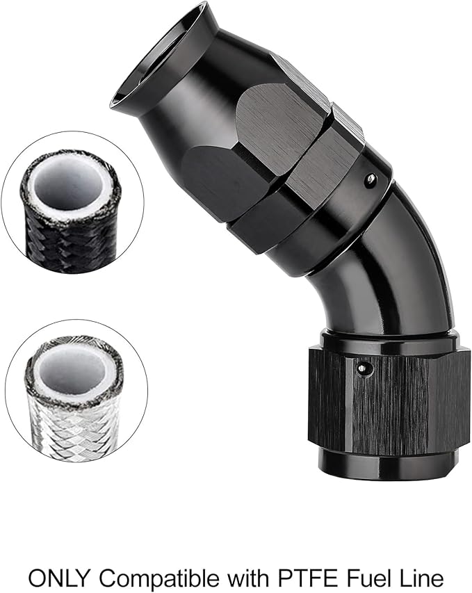 EVIL ENERGY 6AN 45 Degree PTFE One Piece Full Flow End Hose Fitting Aluminum - Image 5