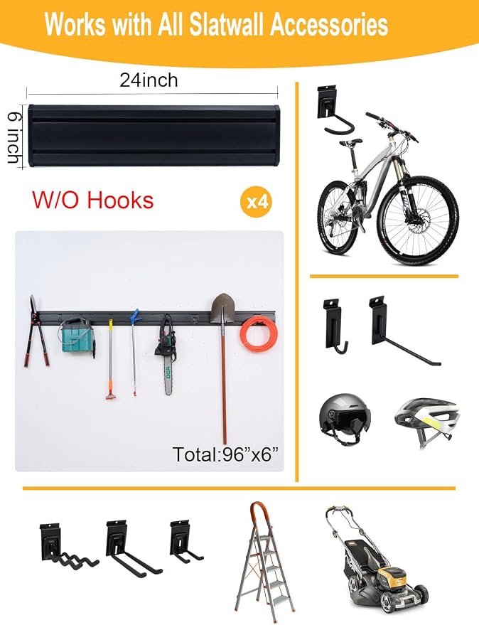 Slatwall Panels Garage Tool Organizer Wall Mount Garage Slat Wall Storage - Image 3