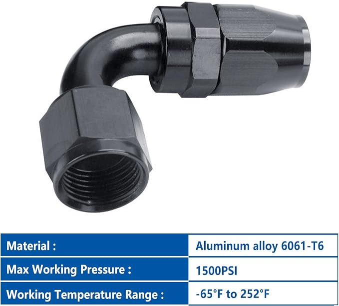 LokoCar 6AN Hose End Fitting 90 Degree Swivel - Image 3
