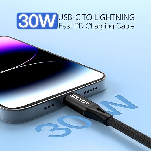 AGVEE 2 Pack 3ft Coiled Short USB-C to Lightning Charging Cable 30W PD Fast - Image 2