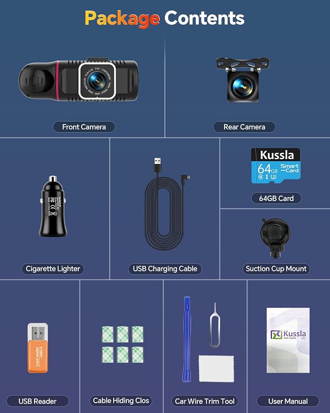 Dash Cam Front and Rear Inside, 1080P 3 Channel Dash Camera - Image 8