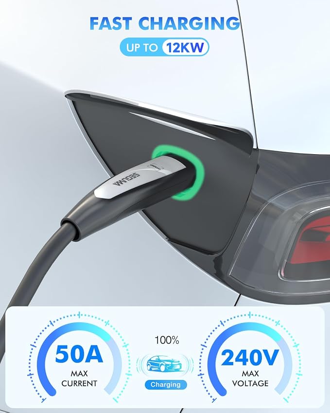EV Charger Extension Cable for Tesla, 50Amp 40ft Up to 240V 12kW, NACS Plug EV - Image 2