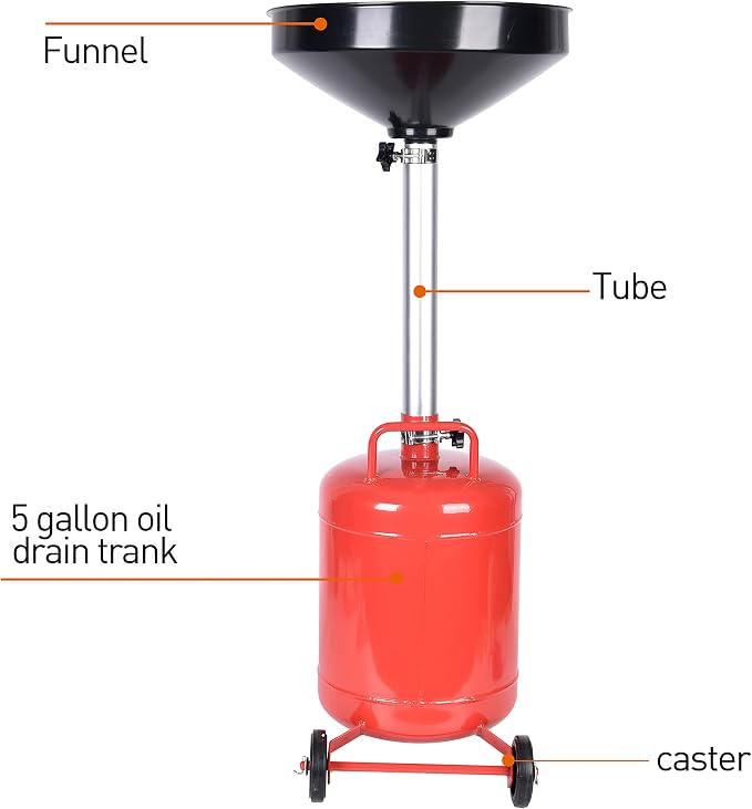 PONO 5 Gallon Oil Drain Portable Steel Oil Drain, Waste Oil Drain Tank - Image 3