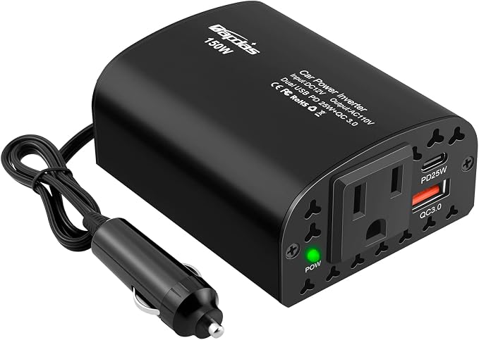 150W Car Power Inverter DC 12V to 110V AC Car Outlet Adapter by Bapdas