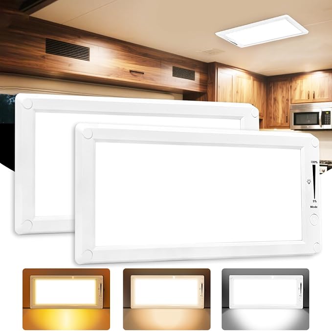 2 Pack RV Lights Interior, 3 Color RV LED Super Bright Fixture, 12V RV Ceiling by SFNN