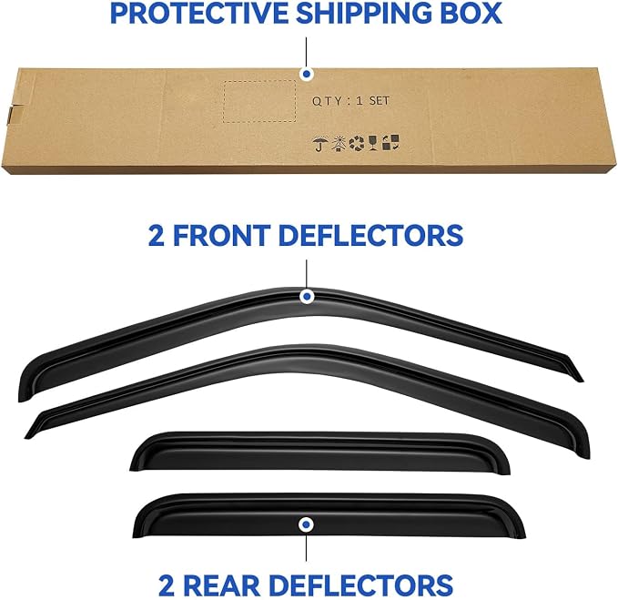 Window Visors Rain Guards for 1999-2016 Ford F250 F350 F450 F550 Super Duty - Image 6