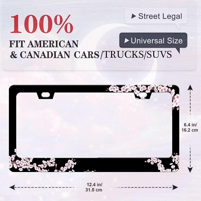 Cherry Blossom License Plate Frame-2 PCS Cherry Floral Flowers License Plate - Image 5
