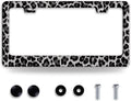 Black Gray Leopard Print License Plate Frame Beautiful Cheetah Print License by BRAGHRTED
