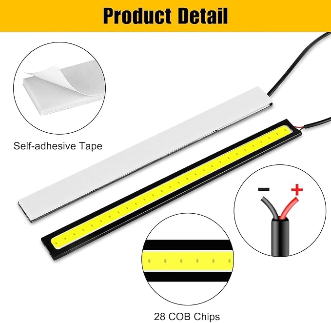 Linkstyle 12PCS 12V LED Interior Light Bar, Waterproof 28 LEDs COB Strip Light - Image 4