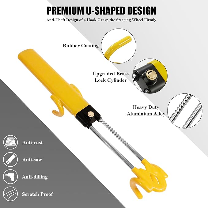 Steering Wheel Lock, Car Steering Wheel Lock Anti-Theft Device, Great Deterrent - Image 2