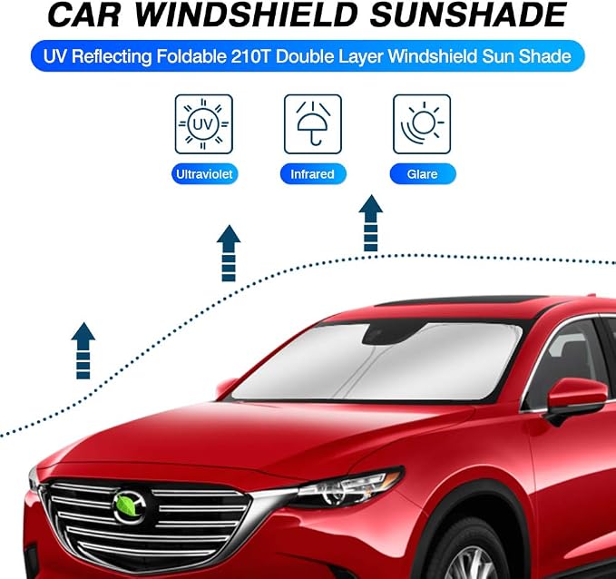 KUST Windshield Sun Shade for Mazda CX-9 2016-2024 2025 CX9 Accessories - Image 2