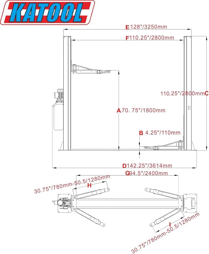 10000lbs 2 Post Lift Car Lift Auto Vehicle Car Lift Truck Hoist Floor Plate 220V - Image 4