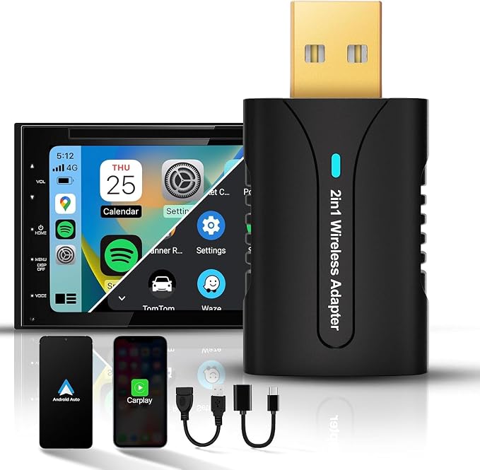 2in1 CarPlay Android Auto Wireless Adapter, Mini Car Play Cars Stick, Fast Auto by DYUZOOfficial