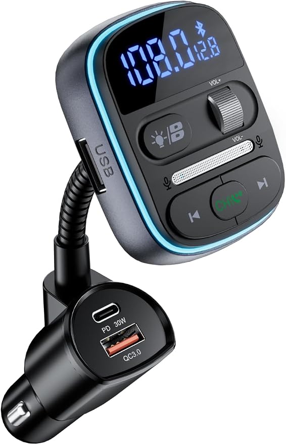 LENCENT Bluetooth FM Transmitter PD 30W, Hi-Fi Bass Music, Wireless Radio by LENCENT