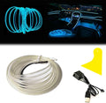 El Wire Ice Blue Interior Car LED Strip Lights, 5M Neon Wire USB 5V by Maxlaxer
