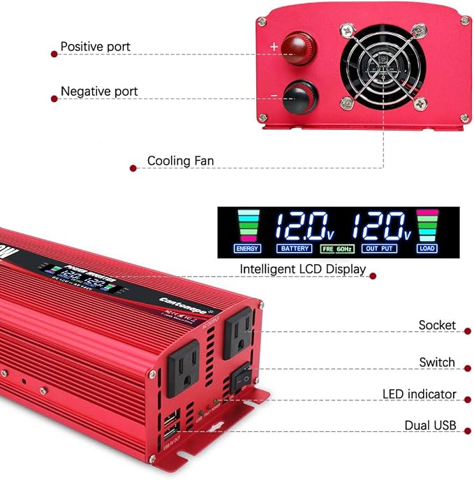 1500W Power Inverter 12V to 110V/120V Car Charger Converter - Image 2