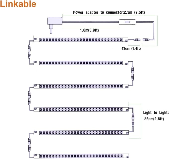 Led Light Strips Kit, 12’’ Linkable Light Bars + Rocker Switch + UL Power - Image 5