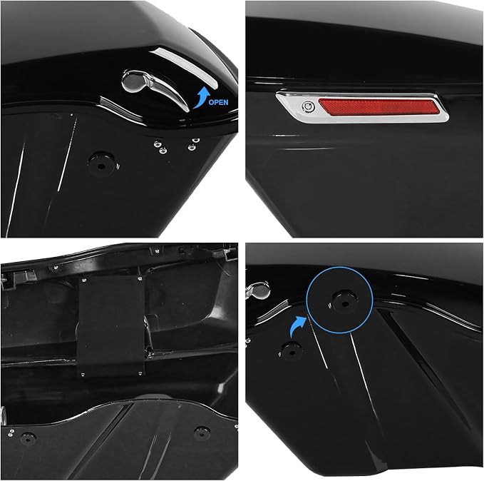 XFMT Motorcycle Hard Saddlebags Vivid Black Saddle Bags Trunk W/Latches - Image 5