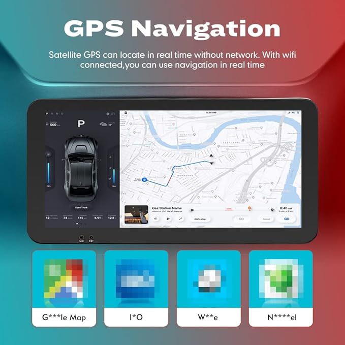 Kunfine Car CarPlay Android Auto Navigation Stereo GPS Radio Camera Display - Image 3