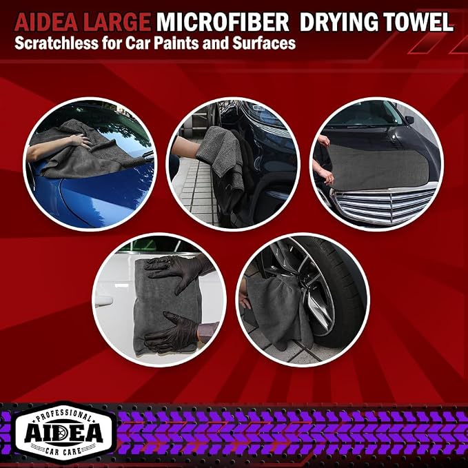 AIDEA Microfiber Towels for Cars-4PK, Large Professional Car Drying Towel - Image 7