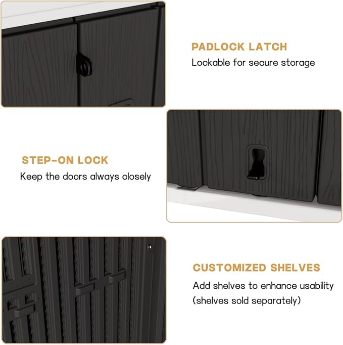 KINYING Outdoor Storage Shed, 57 Cu.ft Vertical Outdoor Storage Cabinet - Image 7