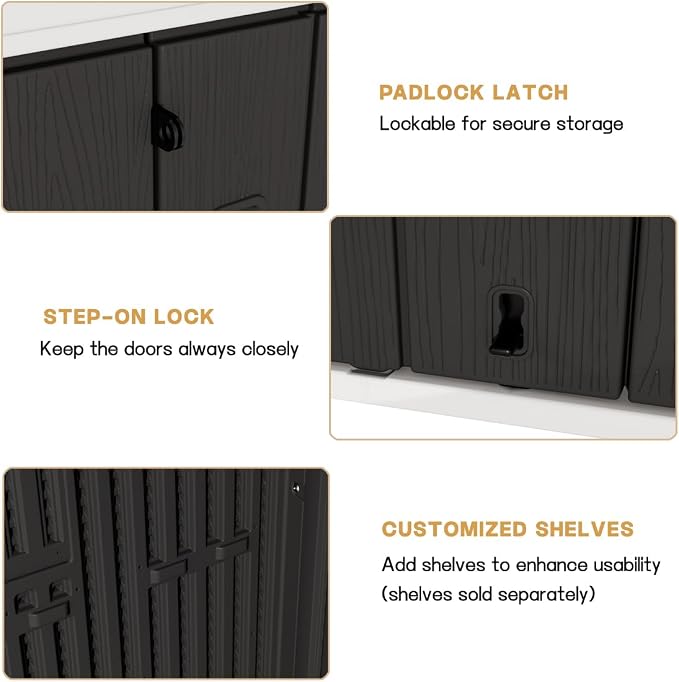 KINYING Outdoor Storage Cabinet Waterproof, 57 Cu.ft Resin Vertical Outdoor - Image 7