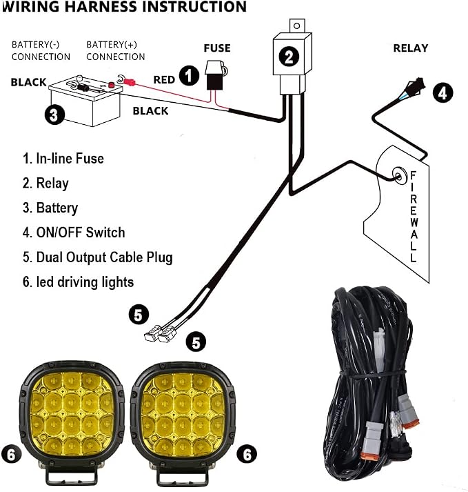 BIGLION.X 4 Inch Pair 160W 18800LM Amber Round LED Offroad Lights Yellow Fog - Image 4